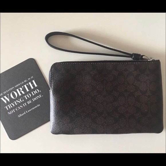Coach Wristlet-New Leather Brown Sig C - Picture 2 of 4